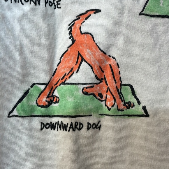 LANDS END UEC Girls Size M (8) White Long Sleeve Yoga Poses T Shirt Cotton - Picture 5 of 12